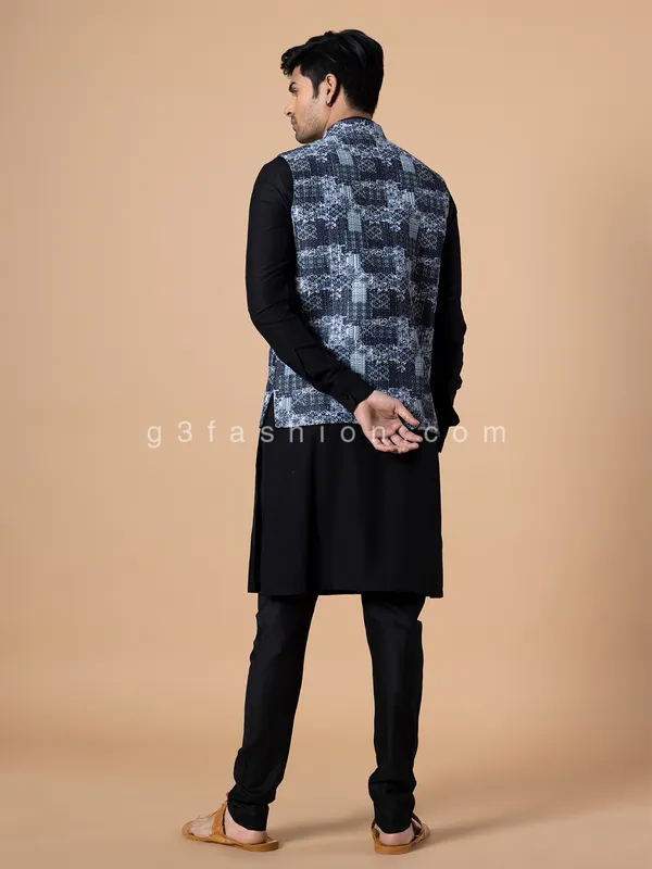 Trendy black silk waistcoat set