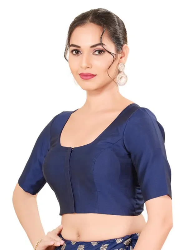 Trendy blue ready made silk blouse