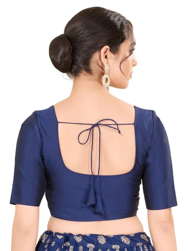 Trendy blue ready made silk blouse