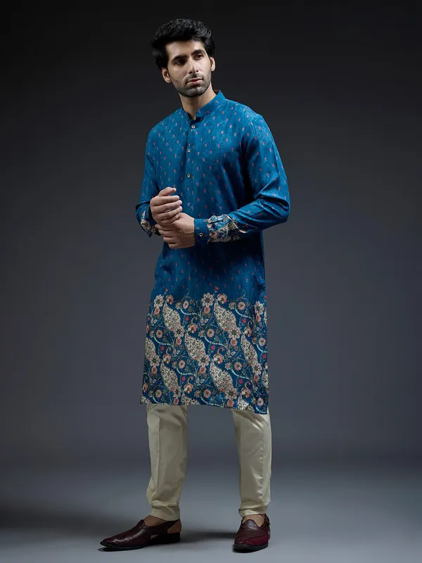 Trendy blue zarookha printed kurta suit suit