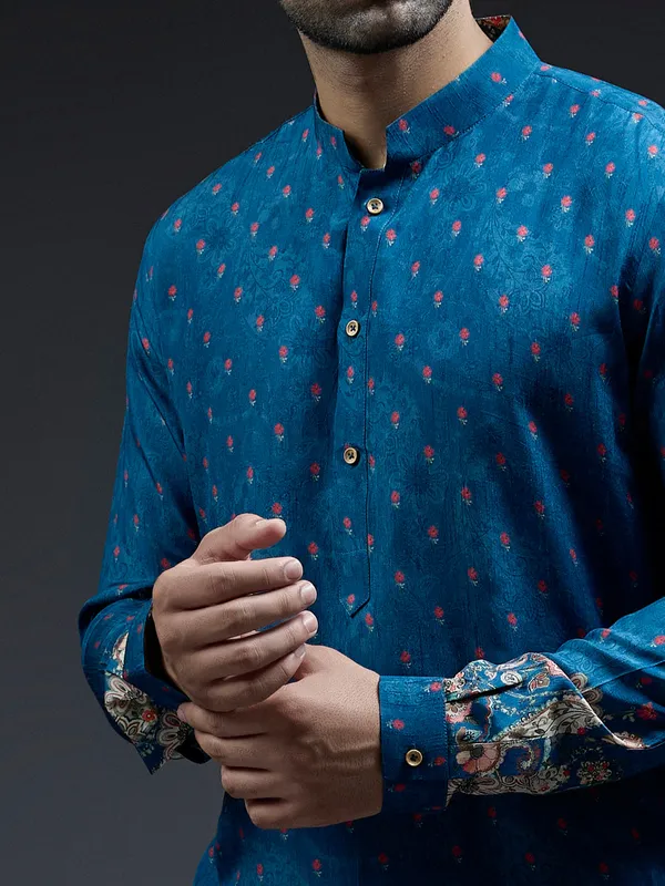 Trendy blue zarookha printed kurta suit suit