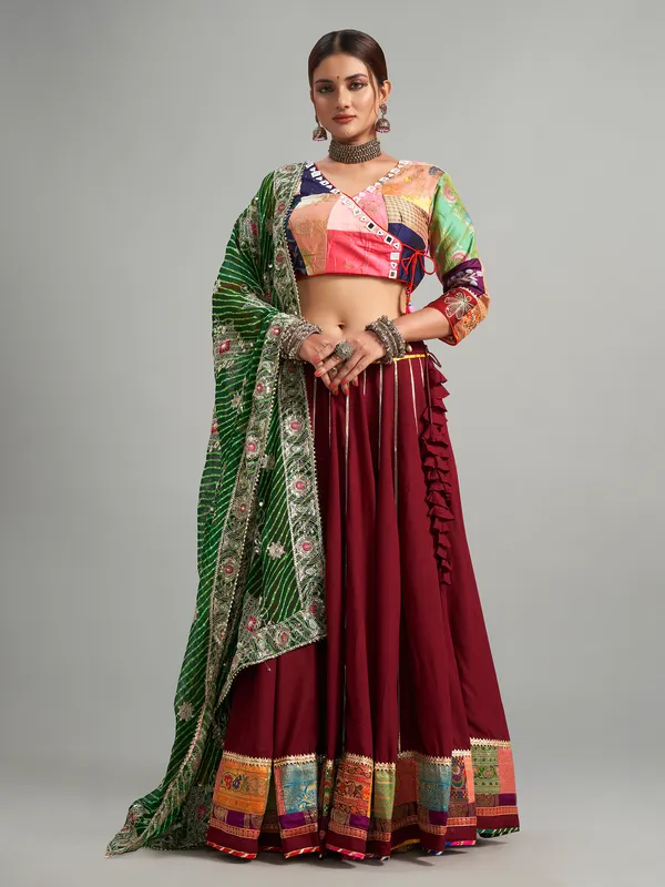 Trendy brown cotton silk lehenga choli