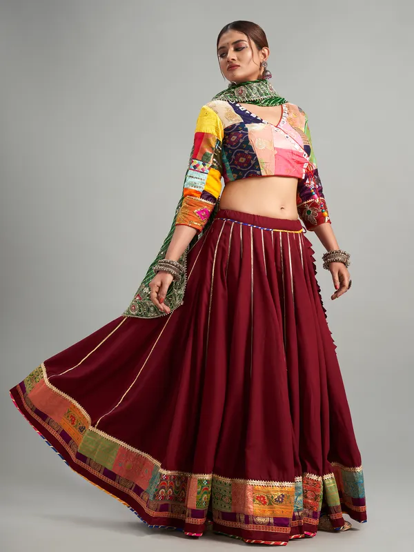 Trendy brown cotton silk lehenga choli