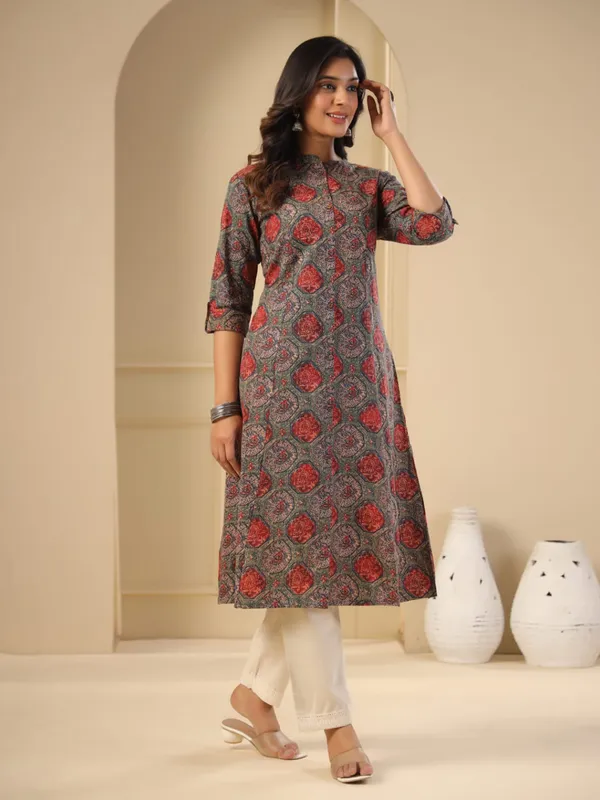 Trendy brown kurti cotton printed kurti