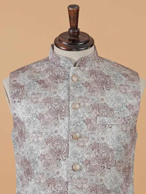 Trendy brown printed waistcoat