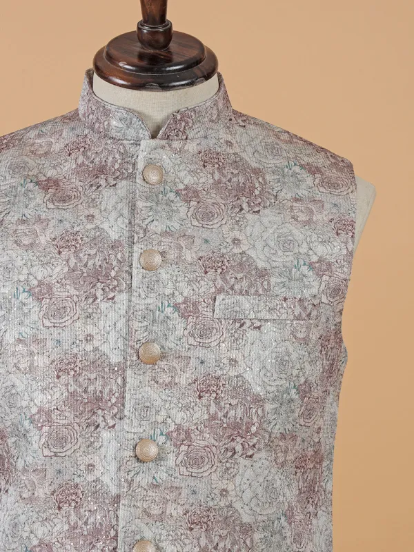 Trendy brown printed waistcoat