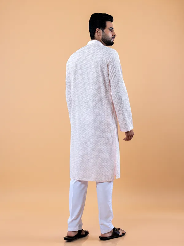 Trendy cotton light pink kurta suit