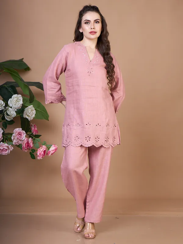 Trendy cotton pink co-ord set