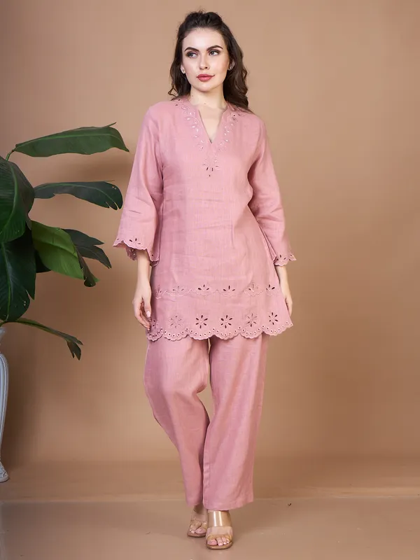 Trendy cotton pink co-ord set