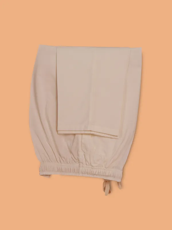 Trendy cotton silk off-white kurta suit for men