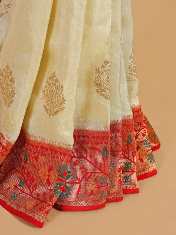 Trendy cream patola printed saree