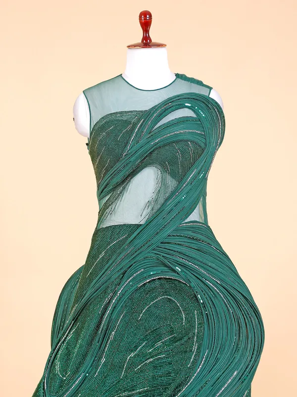 Trendy dark green designer gown