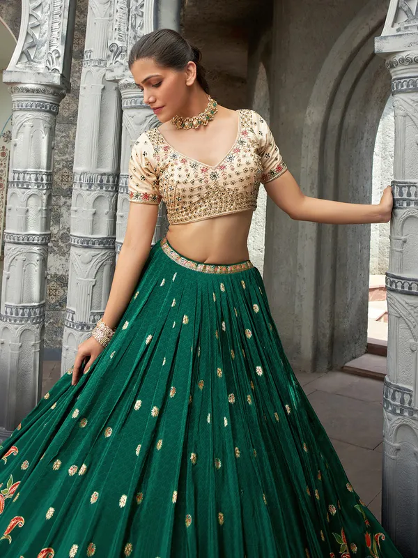 Trendy dark green lehenga choli for wedding