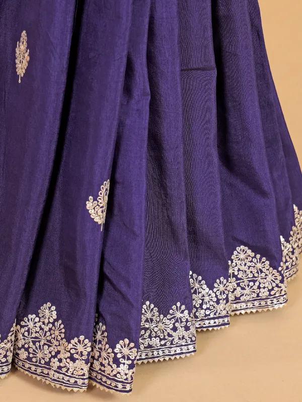 Trendy dark purple silk saree