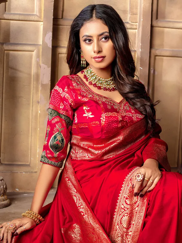 Trendy dola silk red saree