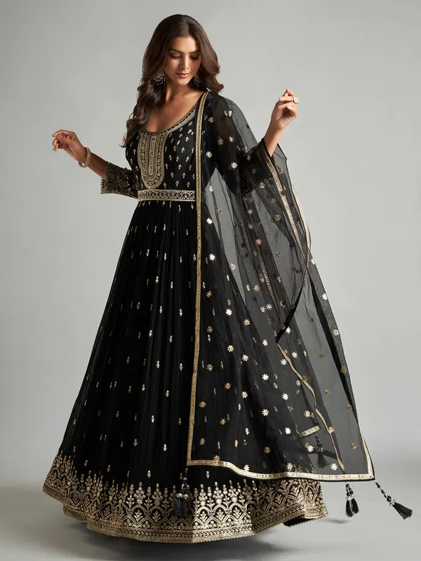 Trendy georgette black anarkali suit