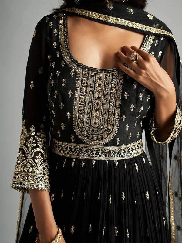 Trendy georgette black anarkali suit