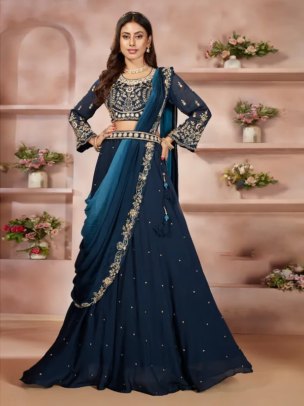 Navy Blue Lehenga