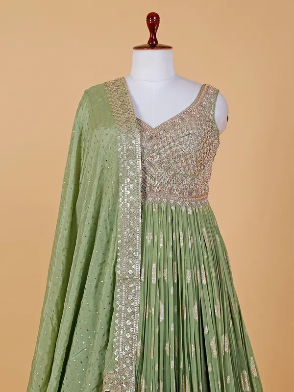 Trendy green georgette anarkali suit