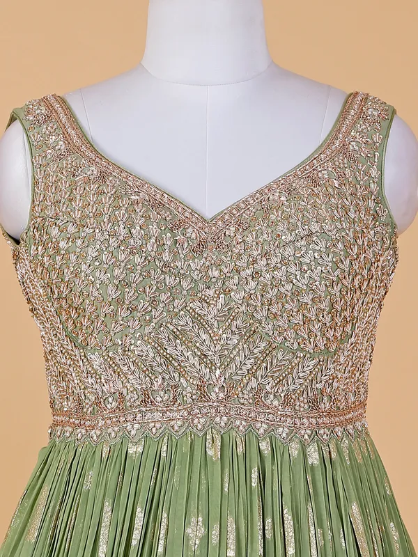 Trendy green georgette anarkali suit