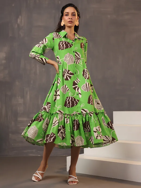 Trendy green silk kurti