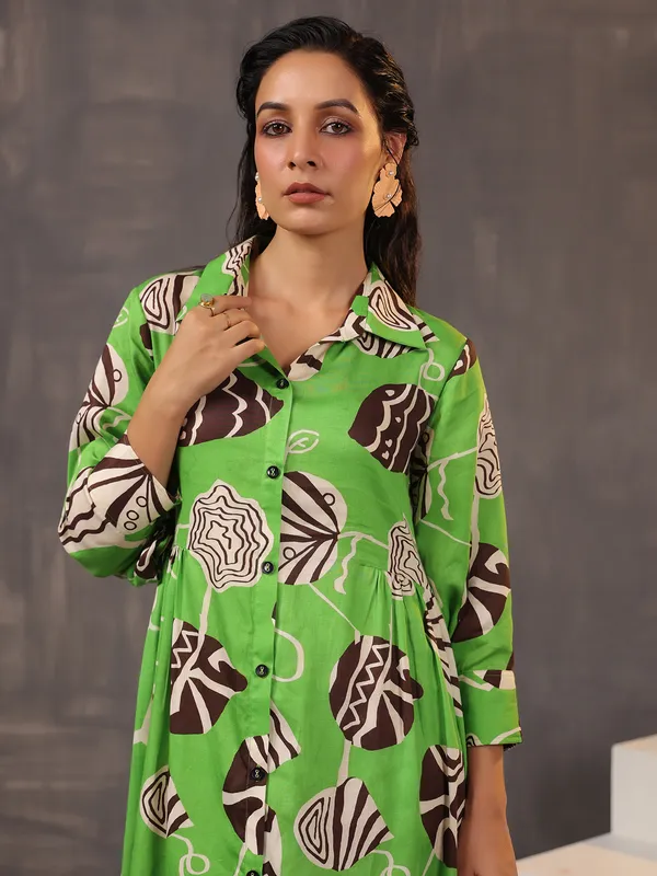 Trendy green silk kurti