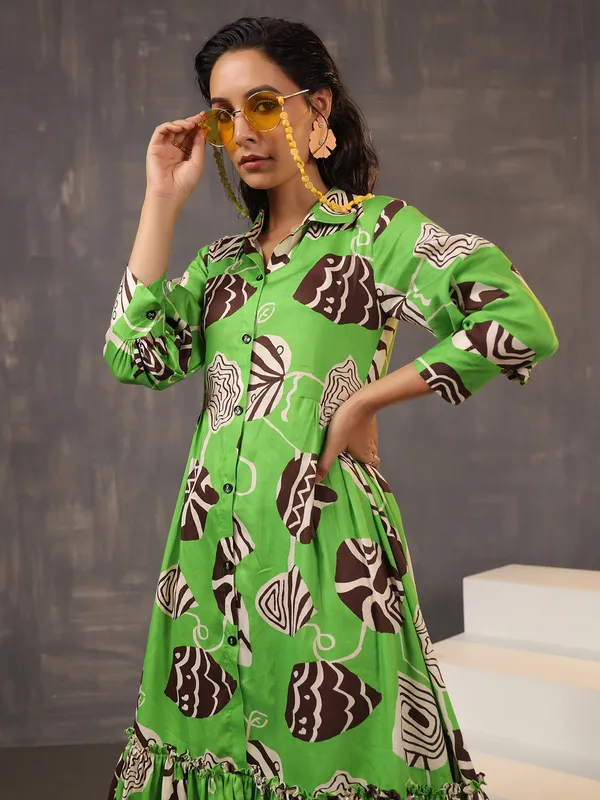 Trendy green silk kurti
