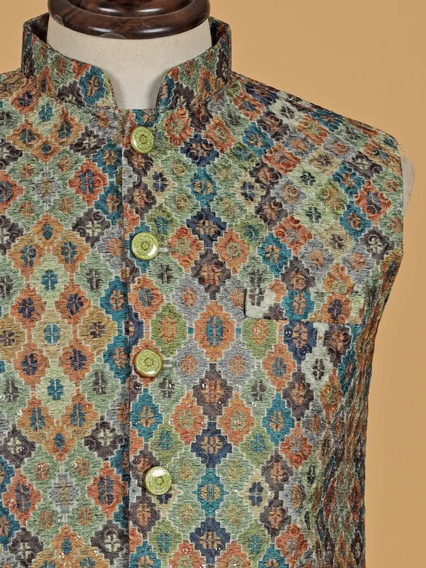 Trendy green terry rayon waistcoat