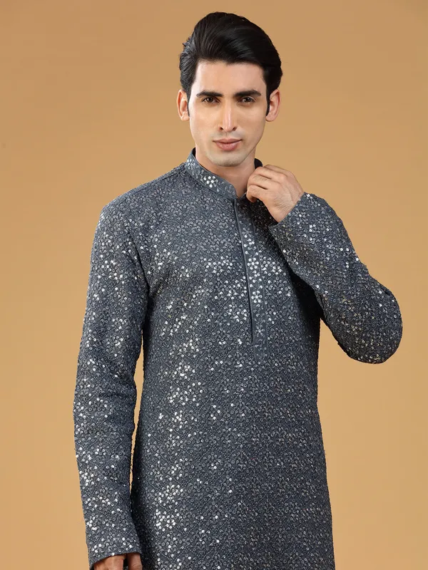 Trendy grey georgette  Men Kurta pajama