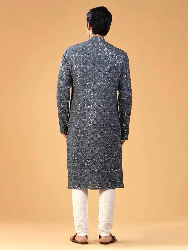 Trendy grey georgette kurta suit