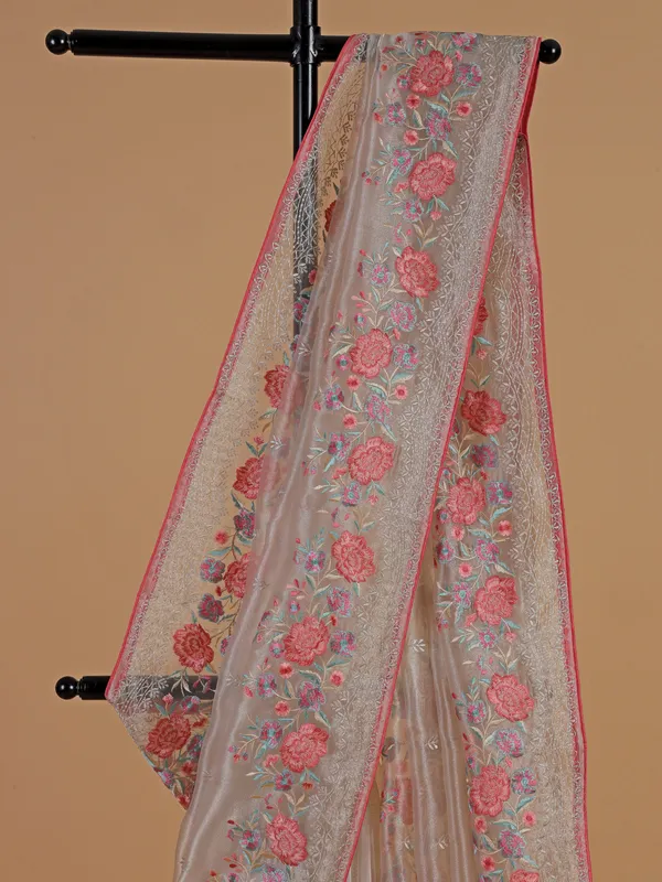 Trendy grey organza saree for party wear