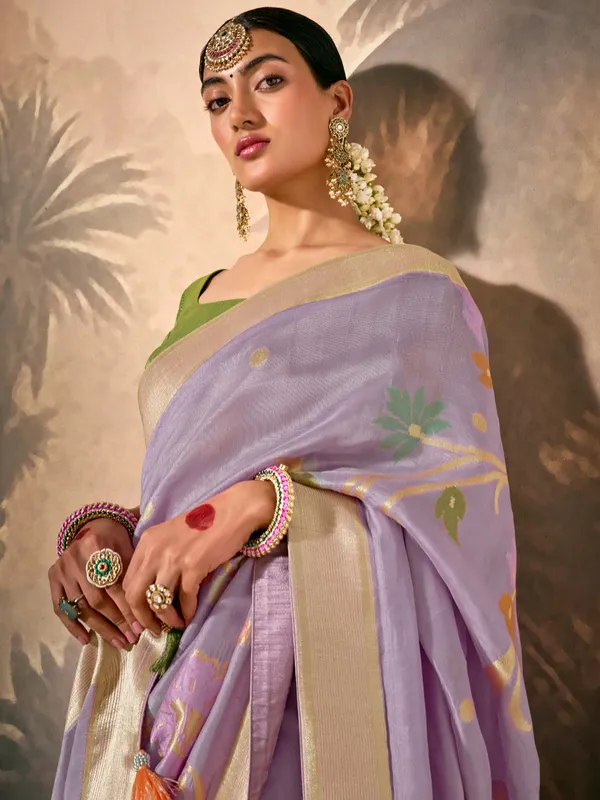 Trendy lavender paithani saree