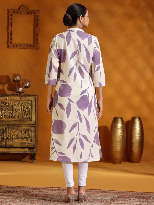 Trendy lavender printed cotton kurti
