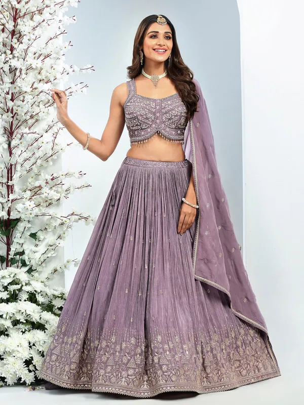 Trendy lavender silk lehenga choli