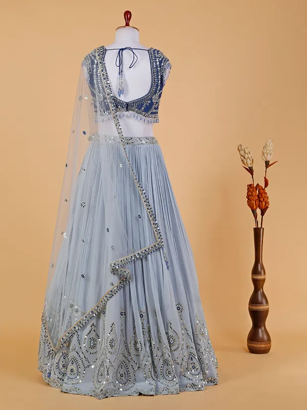 Trendy light blue georgette lehenga choli