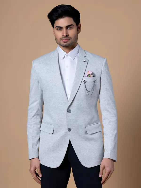 Trendy light grey terry rayon blazer