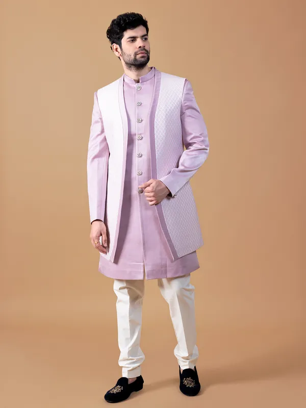 Trendy lilac purple indowestern for wedding