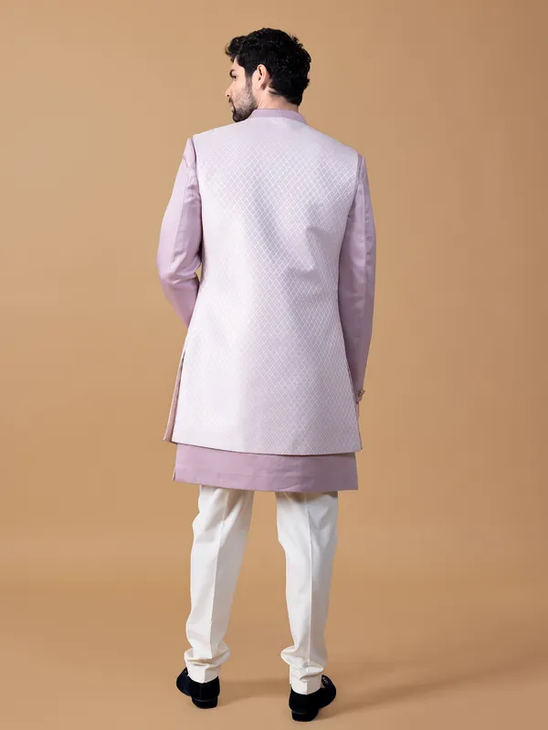 Trendy lilac purple indowestern for wedding