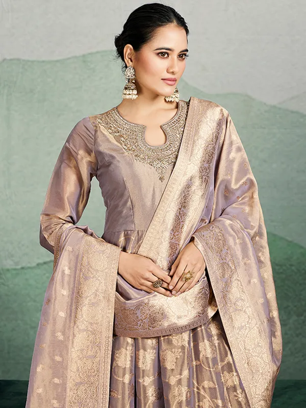 Trendy lilac purple palazzo suit for wedding