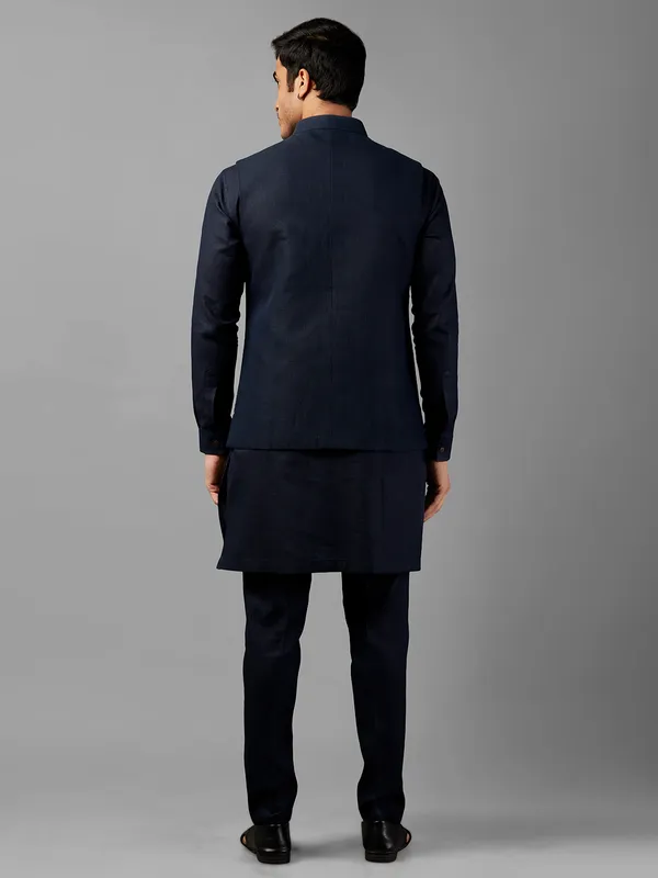 Trendy linen navy waistcoat set
