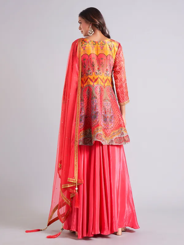 Trendy magenta silk palazzo salwar suit