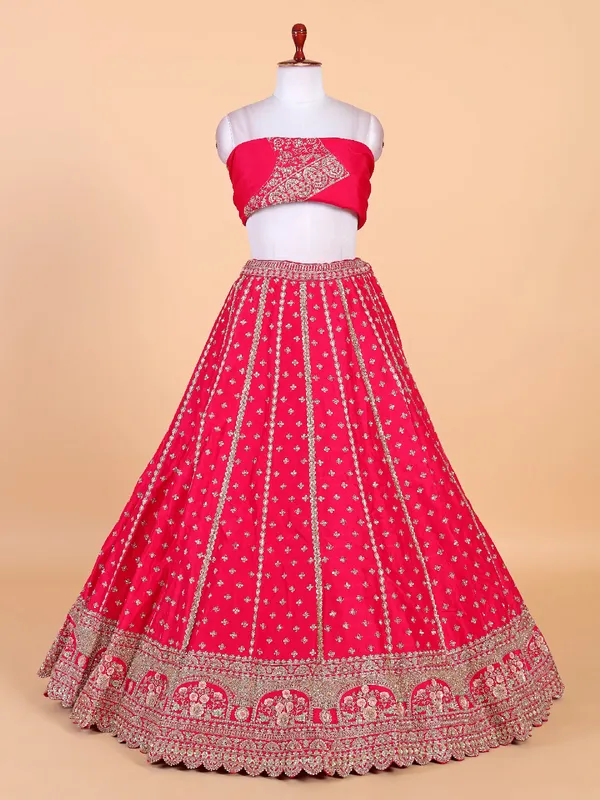 Trendy magenta unstitched lehenga choli