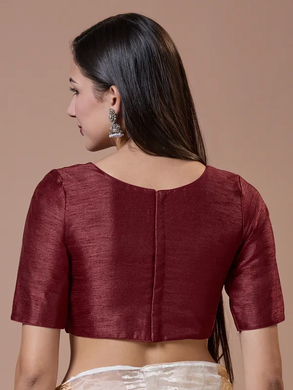 Trendy maroon cotton silk readymade blouse