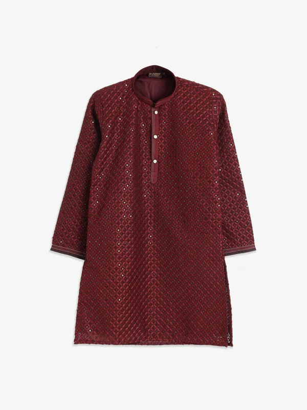 Trendy maroon embroidery kurta suit