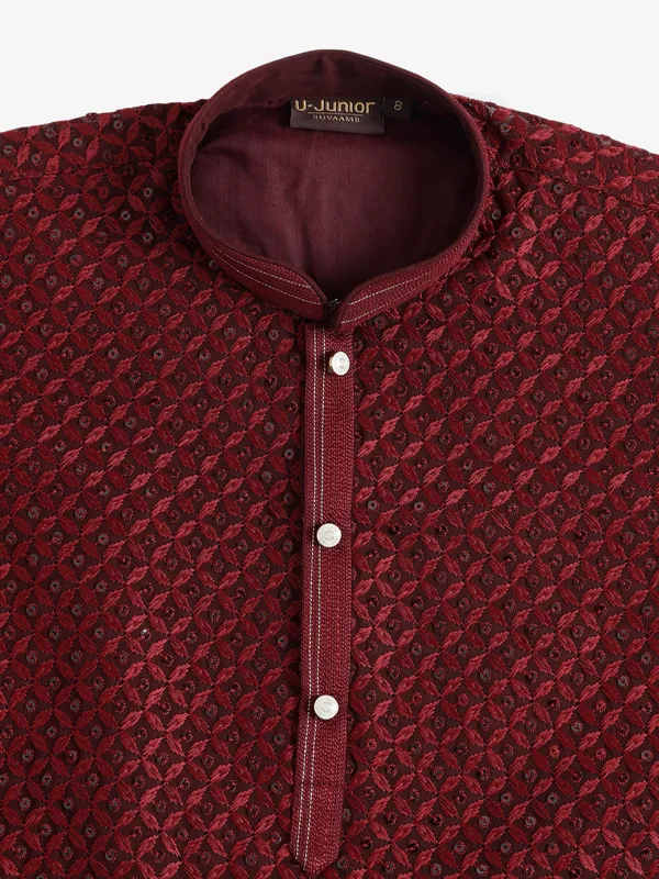Trendy maroon embroidery kurta suit