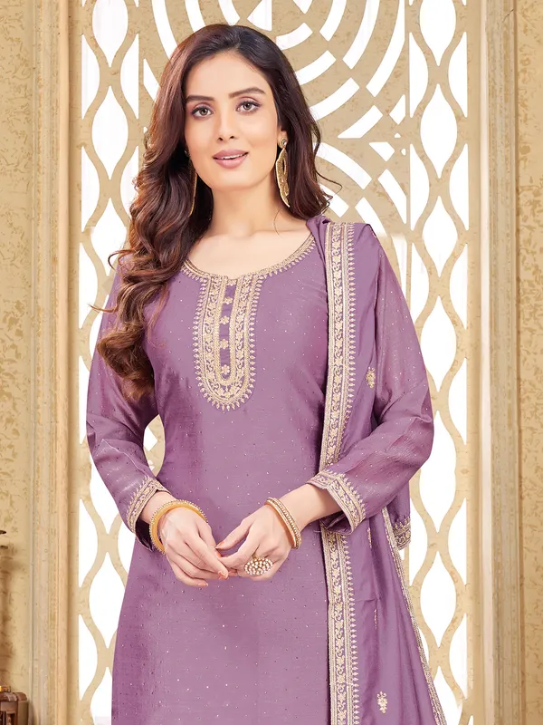 Trendy mauve purple salwar suit