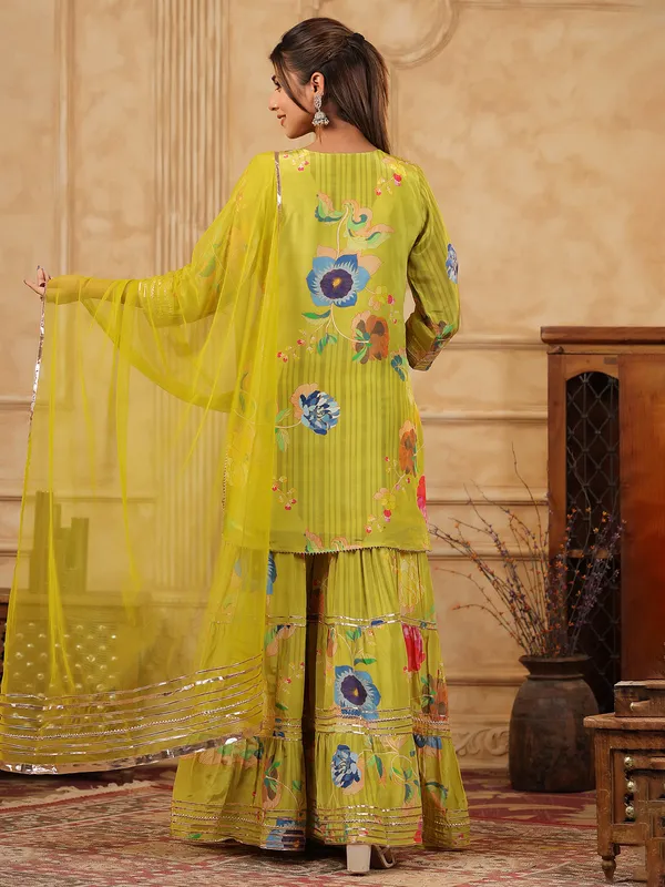 Trendy mehendi green sharara salwar suit