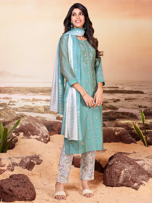 Trendy mint green salwar suit for festive