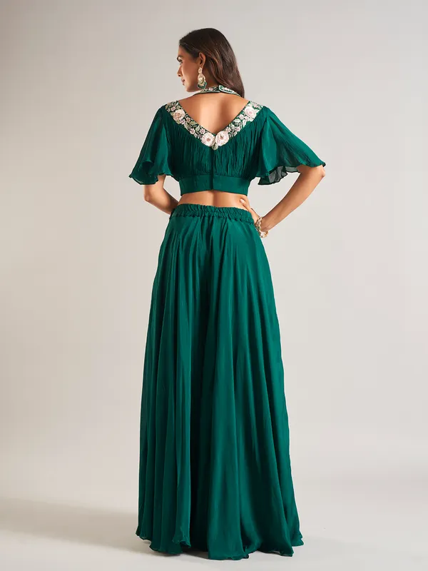 Trendy mint green silk palazzo salwar suit