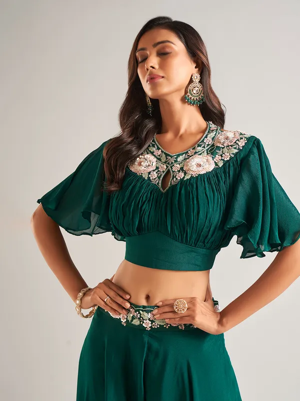 Trendy mint green silk palazzo salwar suit